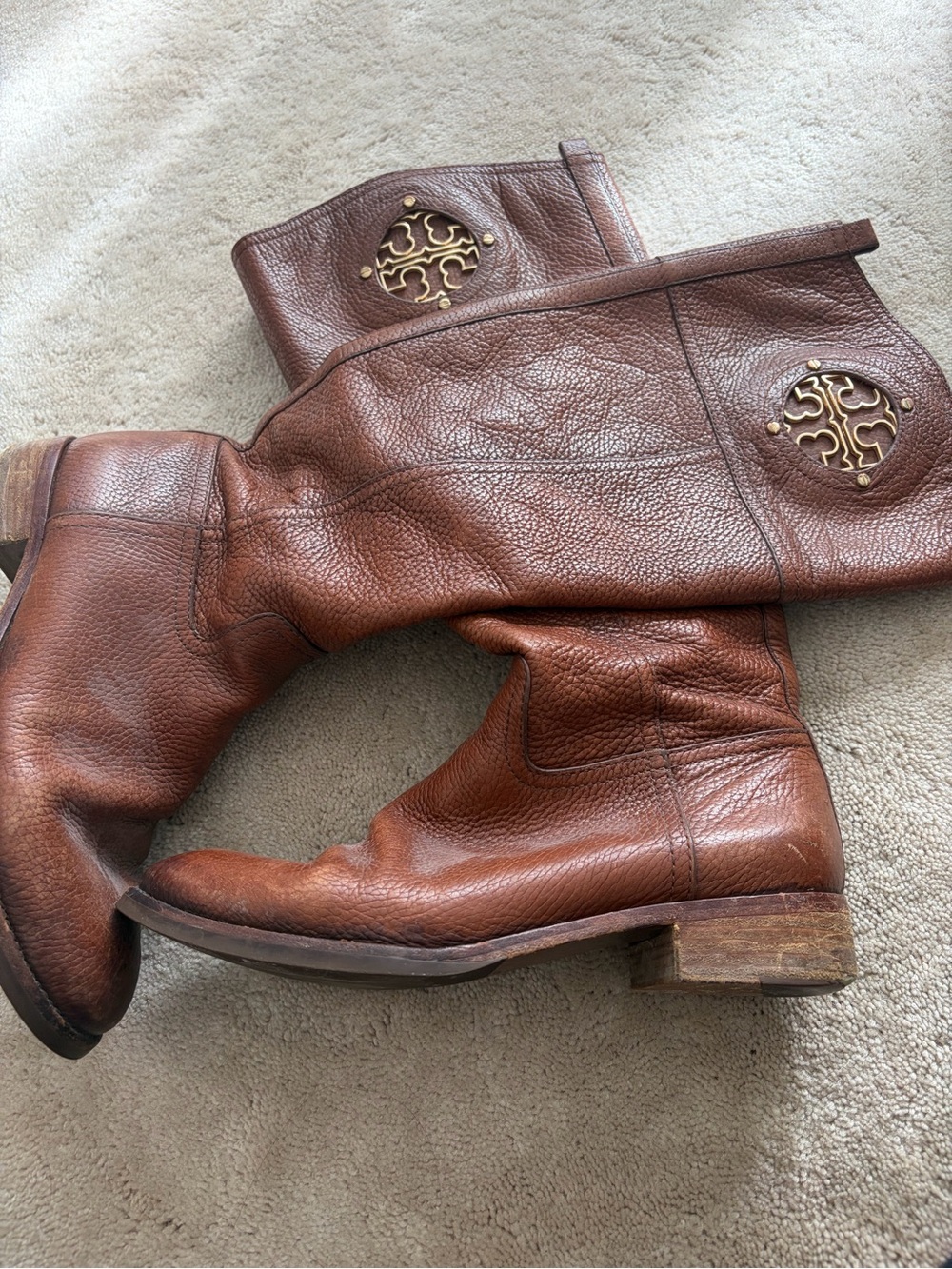 Tory Burch Brown Leather Tall Riding Boots